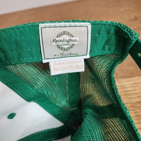 Vtg Remington Patch Green Cap Official Product Trucker Snapback Hat Adjustable - Picture 5 of 5